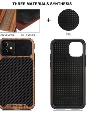 Wood & Carbon Fiber iPhone Case - Black and Brown